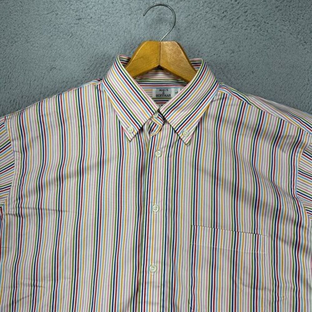 Maus & Hoffman Shirt Adult Large Multi‎ Striped Button Down Short Sleeve Mens